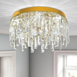 Led Chandelier Ceiling Light Crystal Gold 40Cm 3 Color Lights - thumbnail 1