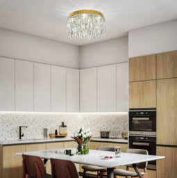 Led Chandelier Ceiling Light Crystal Gold 40Cm 3 Color Lights - thumbnail 3
