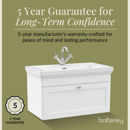 Balterley Classic Traditional Bathroom Wall Hung 1-Drawer Vanity Unit & Fireclay Basin, Satin White, 800mm - thumbnail 6
