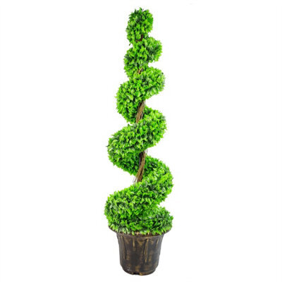 120Cm Green Large Leaf Spiral With Decorative Planter - image 1