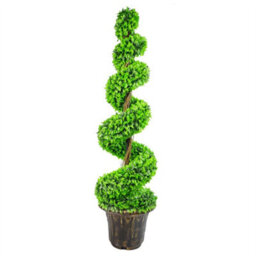 120Cm Green Large Leaf Spiral With Decorative Planter - thumbnail 1