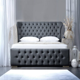 UKBEDFURNITURE Isabella Steel Slatted Base Upholstered Bed Frame Only - 48 Inch Headboard - thumbnail 3
