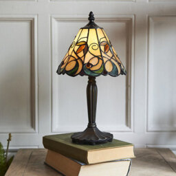 Luminosa Lighting Luminosa Jamelia 1 Light Table Lamp Tiffany Glass, Dark Bronze Paint With Highlights, E14 - thumbnail 2