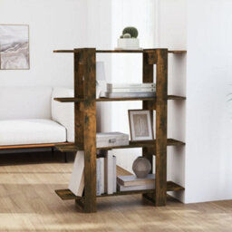 Berkfield Book Cabinet/room Divider Smoked Oak 100X30X123.5 Cm - thumbnail 1