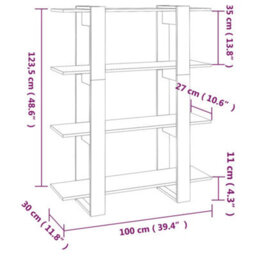 Berkfield Book Cabinet/room Divider Smoked Oak 100X30X123.5 Cm - thumbnail 7