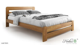 Nodax Small Double Bed Frame, F1, Solid Pine Wood, Easy Assembly, Sturdy Slats & Extra Support Legs, 4Ft, Oak Finish - thumbnail 1