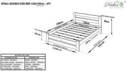 Nodax Small Double Bed Frame, F1, Solid Pine Wood, Easy Assembly, Sturdy Slats & Extra Support Legs, 4Ft, Oak Finish - thumbnail 3