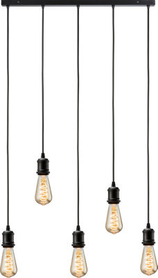 Luminosa Lighting Luminosa Knightsbridge Calla - 230V E27 Vintage 5 Light Bar Pendant - Matt Black - Calvi5Bmb - image 1