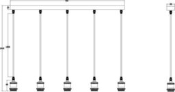 Luminosa Lighting Luminosa Knightsbridge Calla - 230V E27 Vintage 5 Light Bar Pendant - Matt Black - Calvi5Bmb - thumbnail 2