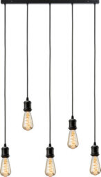 Luminosa Lighting Luminosa Knightsbridge Calla - 230V E27 Vintage 5 Light Bar Pendant - Matt Black - Calvi5Bmb - thumbnail 1