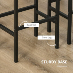 Homcom Industrial Bar Stools Set Of 2, Kitchen Bar Chairs Home Pub Rustic Brown - thumbnail 6