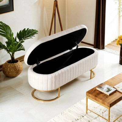Teddy Velvet Upholstered Bench Bed End Ottoman Storage Stool 126X43X47Cm - image 1