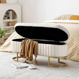 Teddy Velvet Upholstered Bench Bed End Ottoman Storage Stool 126X43X47Cm - thumbnail 3