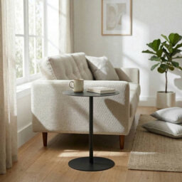 Urbn-Living 35Cm Round Metal Side Table Compact Bedside Sofa End Table - Charcoal - thumbnail 5