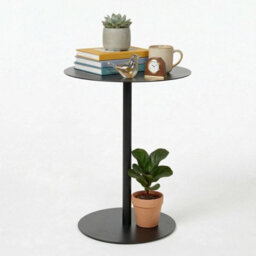 Urbn-Living 35Cm Round Metal Side Table Compact Bedside Sofa End Table - Charcoal - thumbnail 2