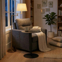 Urbn-Living 35Cm Round Metal Side Table Compact Bedside Sofa End Table - Charcoal - thumbnail 3