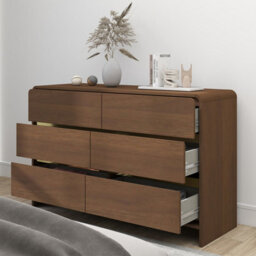 Melody Maison Walnut Brown 6 Drawer Chest Of Drawer - Meridian Walnut Range - thumbnail 5
