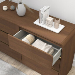 Melody Maison Walnut Brown 6 Drawer Chest Of Drawer - Meridian Walnut Range - thumbnail 4