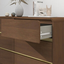 Melody Maison Walnut Brown 6 Drawer Chest Of Drawer - Meridian Walnut Range - thumbnail 3