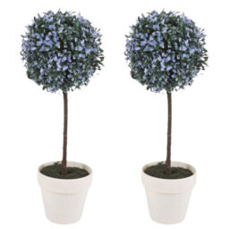 Urbn-Living Urbnliving 41Cm Height Decorative Artificial Outdoor Ball Blue Plant Tree Pot Colour Large Set Of 2 - thumbnail 2