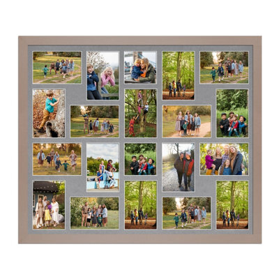 AK Frames 80X70Cm Rose Gold Modern Multi Photo Frame With Mid Grey Mount - Holds 20 Apertures (18X) 6X4, (2X) 4X4 Photos - image 1