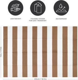 Relsy Large Garden Outdoor Rug For Patio, Taupe & White Line Waterproof Garden Rug 160 X 230Cm - thumbnail 4