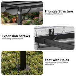 Onemill 2X3M Wall-Mounted Retractable Canopy Pergola For Outdoor Garden Balcony Deck - thumbnail 5