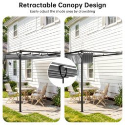 Onemill 2X3M Wall-Mounted Retractable Canopy Pergola For Outdoor Garden Balcony Deck - thumbnail 3