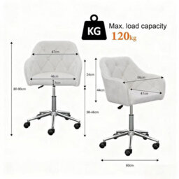 Alivio Adjustable Velvet Office Chair With Chrome Base & Wheels (Grey) - thumbnail 6