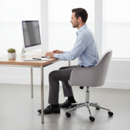 Alivio Adjustable Velvet Office Chair With Chrome Base & Wheels (Grey) - thumbnail 3