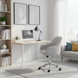 Alivio Adjustable Velvet Office Chair With Chrome Base & Wheels (Grey) - thumbnail 4