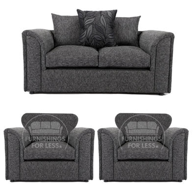Furnishings For Less UK Byron Dundee Chenille Fabric 3 Piece Sofa Set - 2 1 1 Grey - image 1