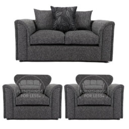 Furnishings For Less UK Byron Dundee Chenille Fabric 3 Piece Sofa Set - 2 1 1 Grey