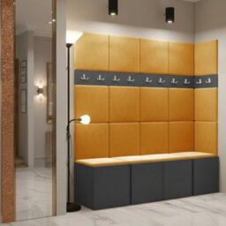 Anteroom Set Orion Ii Graphite Shoe Cabinet Hangers Yellow Panels