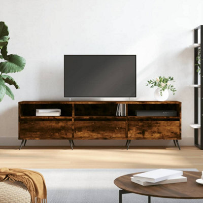 Berkfield Tv Cabinet Smoked Oak 150X30X44.5 Cm Engineered Wood - image 1