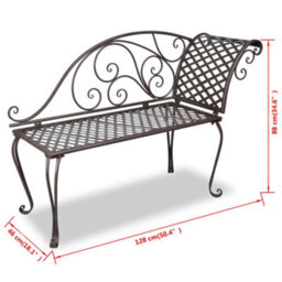 Berkfield Garden Chaise Lounge 128 Cm Steel Antique Brown - thumbnail 5