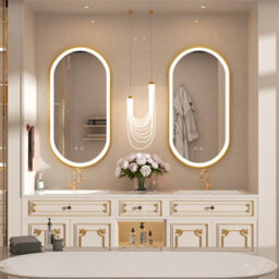 Mirror Led Rea Led Ovl 50X100Cm Brush Gold, Glass - thumbnail 3