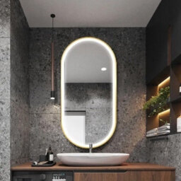 Mirror Led Rea Led Ovl 50X100Cm Brush Gold, Glass - thumbnail 2