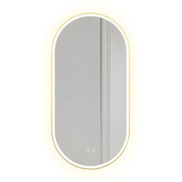 Mirror Led Rea Led Ovl 50X100Cm Brush Gold, Glass - thumbnail 1