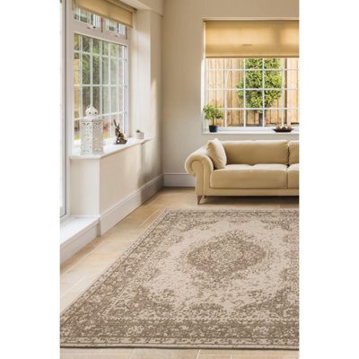 Melrose Eden Medallion Natural Coloured Medium Indoor Outdoor Area Rug 3mm Pile Height - 120/170Cm - image 1