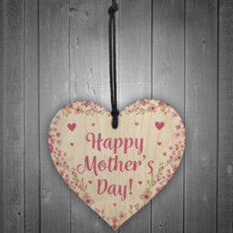 Red Ocean Happy Mothers Day Gifts For Mum Nan Mummy Nanny Grandma Wood Heart Plaque - thumbnail 2