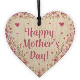 Red Ocean Happy Mothers Day Gifts For Mum Nan Mummy Nanny Grandma Wood Heart Plaque - thumbnail 1