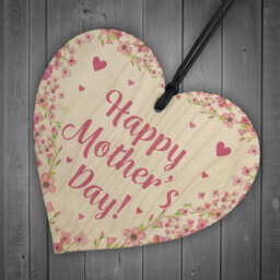Red Ocean Happy Mothers Day Gifts For Mum Nan Mummy Nanny Grandma Wood Heart Plaque - thumbnail 6