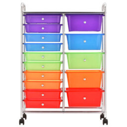 Walplus Xxl 15-Drawer Mobile Storage Trolley Multicolour Plastic - thumbnail 4