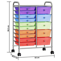 Walplus Xxl 15-Drawer Mobile Storage Trolley Multicolour Plastic - thumbnail 9