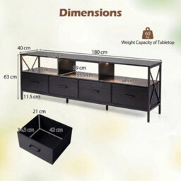 Modern Led Entertainment Center With 4 Folding Fabric Drawers - thumbnail 2