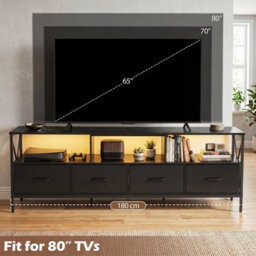Modern Led Entertainment Center With 4 Folding Fabric Drawers - thumbnail 5