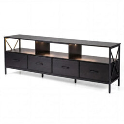 Modern Led Entertainment Center With 4 Folding Fabric Drawers - thumbnail 4