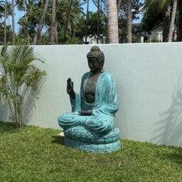Serenityy Large 2M Turquoise And Stone Buddha Teaching On Lotus - 65Kg Outdoor Statue - thumbnail 3