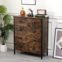 Furniturehmd Industrial Style Chest With 5 Drawers Organizer Unit Metal Legs Storage Cabinet - thumbnail 2